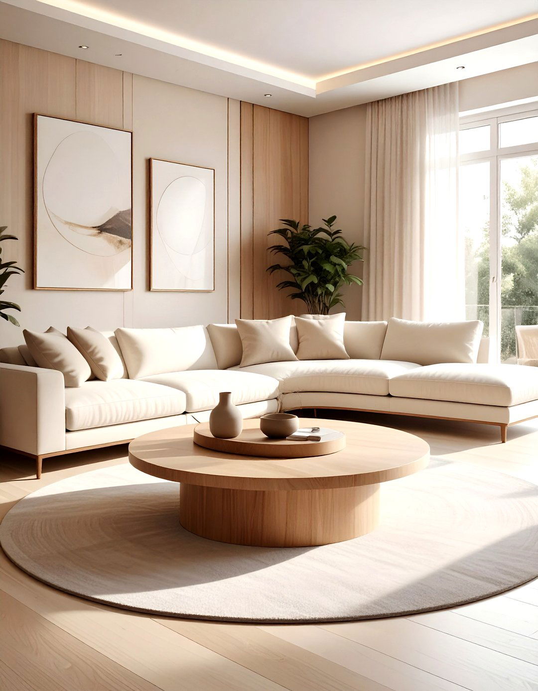 Round Coffee Table Living Room - 30 minimalist cream living room ideas