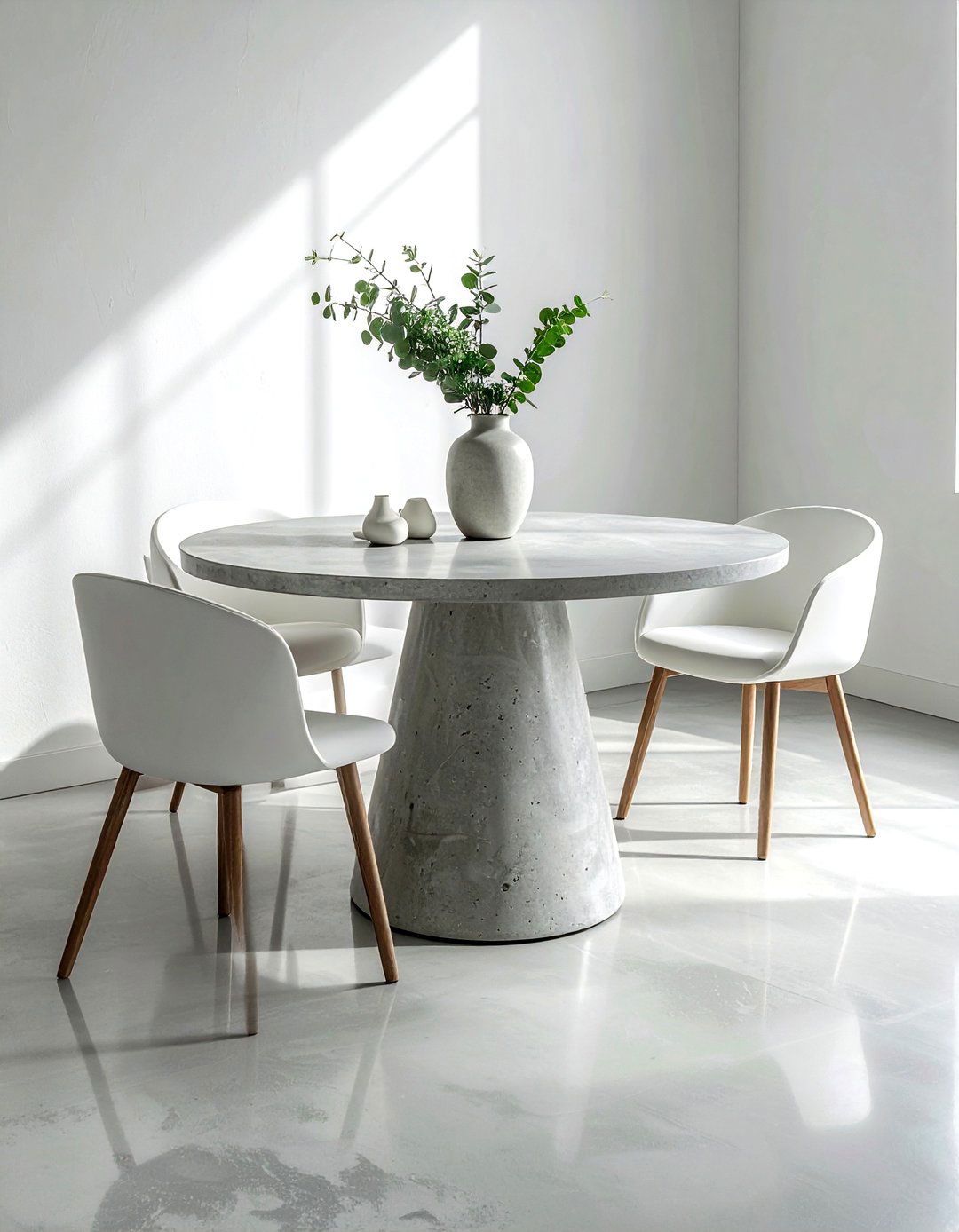 Round Concrete Pedestal Table - 30 concrete dining table ideas