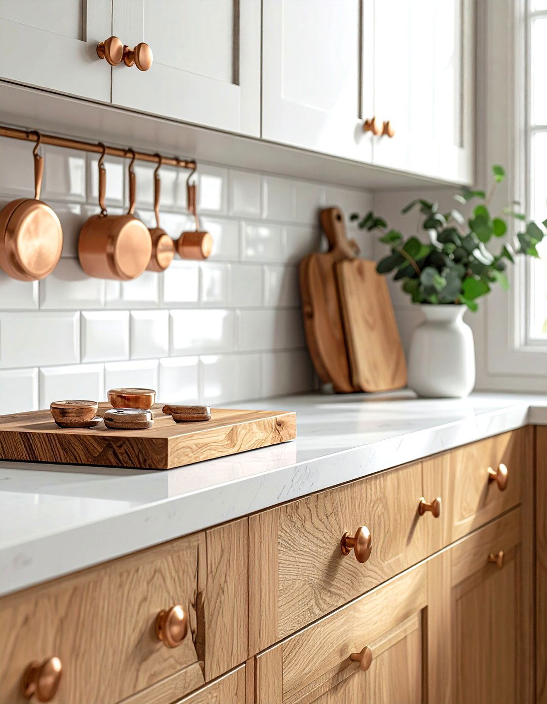 Round Copper Cabinet Knobs - 30 copper kitchen hardware ideas