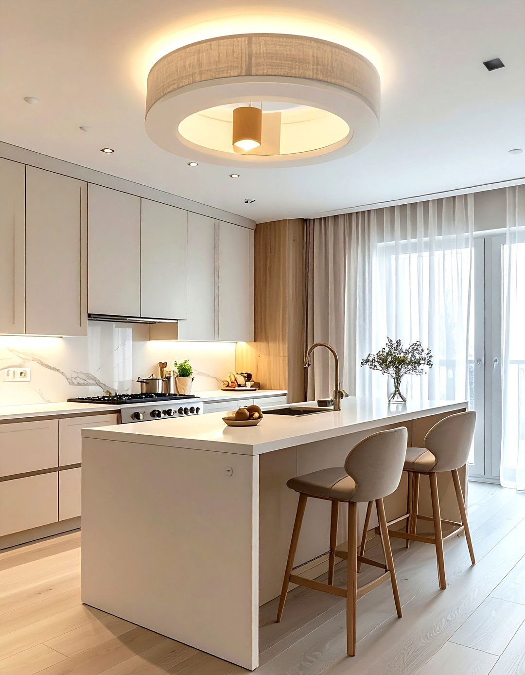 Round Fabric Flush Mount - 30 flush mount kitchen light ideas