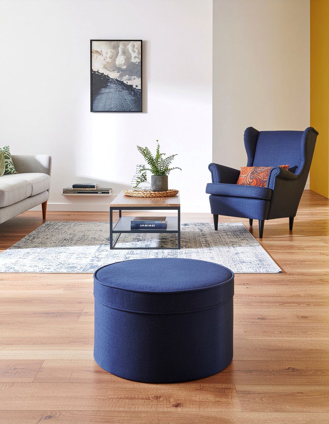 Round Fabric Storage Ottoman - 30 living room storage ottoman ideas