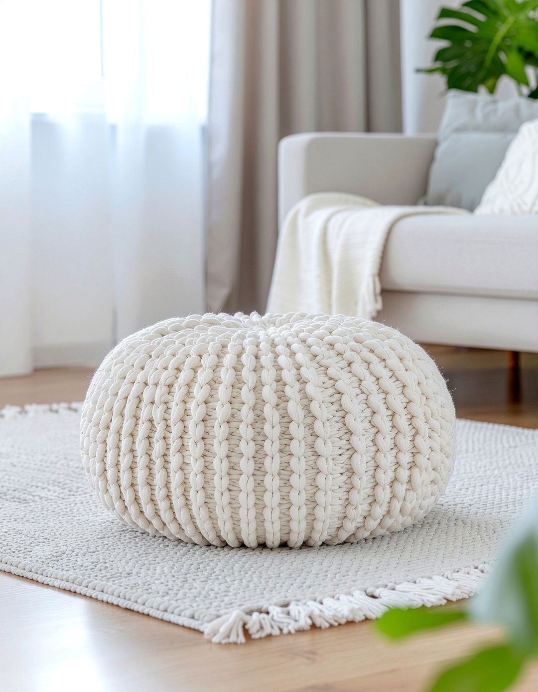 Round Floor Pouf - 30 toddler friendly living room ideas
