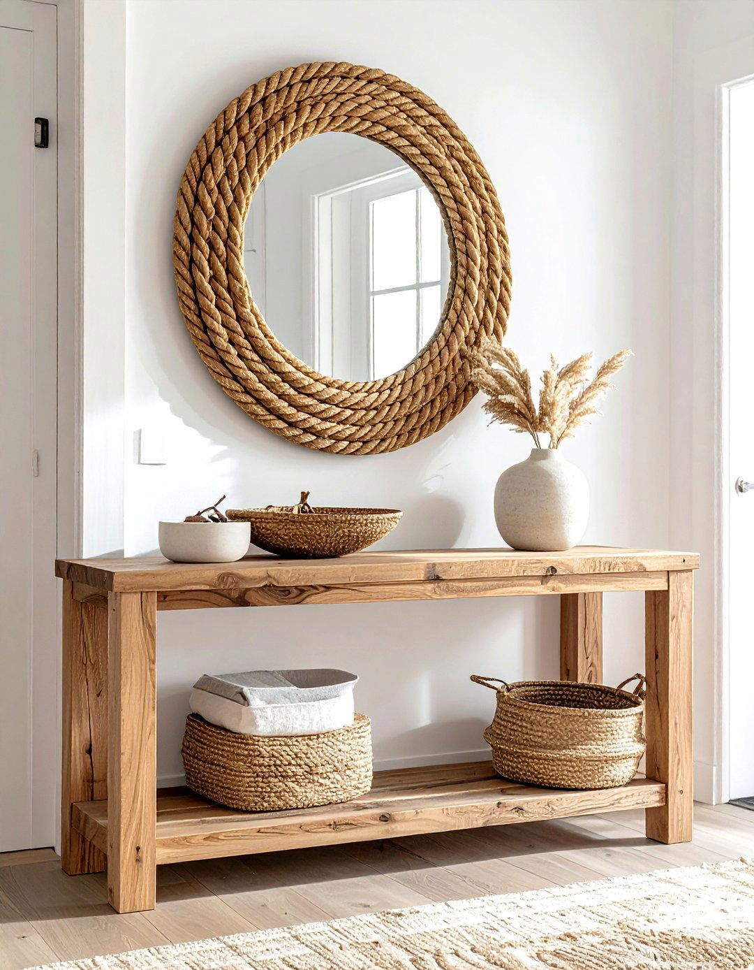 Round Jute Mirror - 30 desert decor ideas