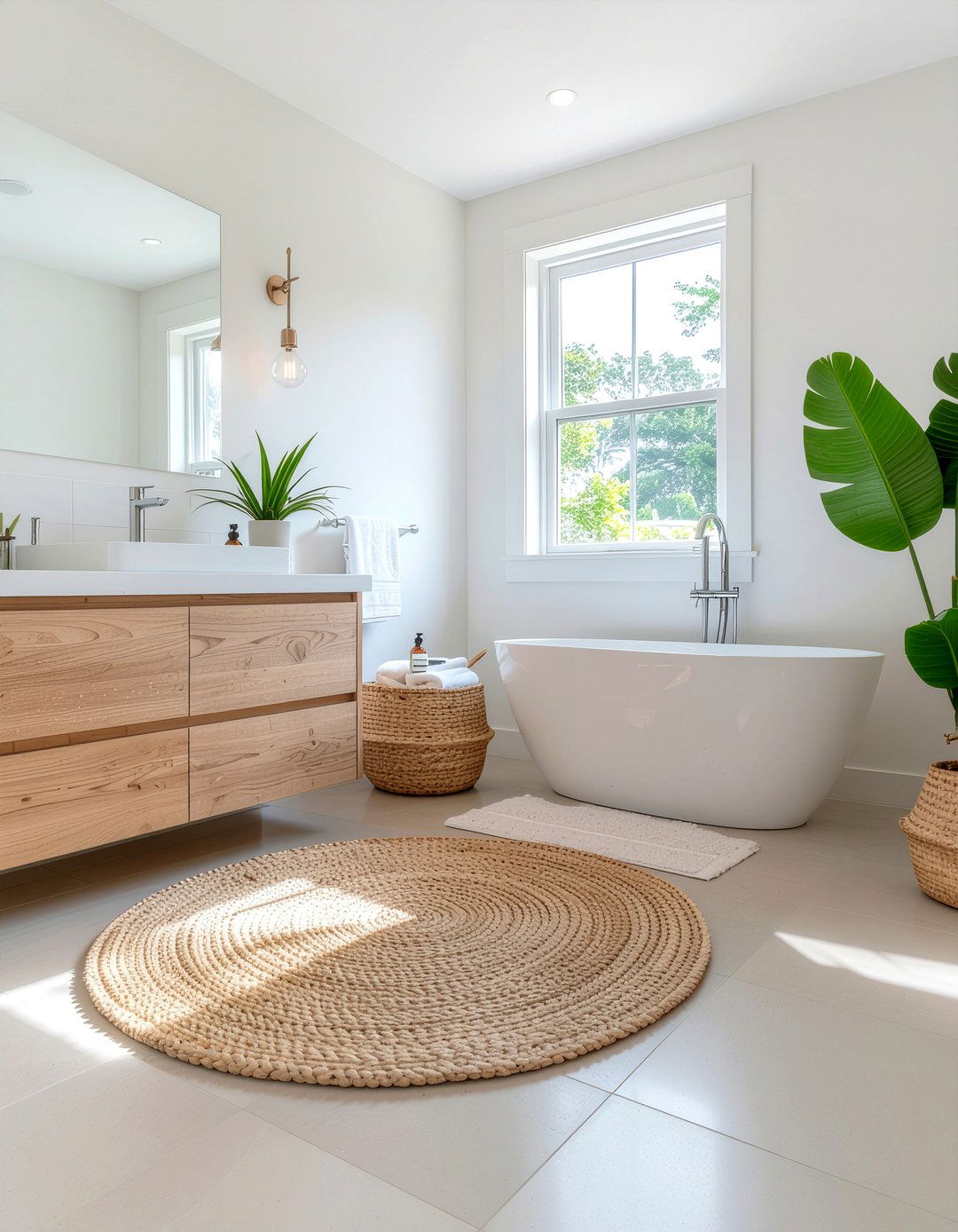 Round Jute Rug - 30 bathroom refresh ideas