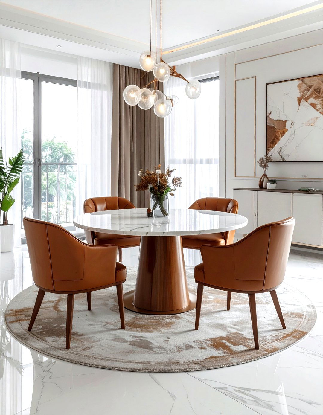 Round Leather Dining - 30 leather dining room ideas