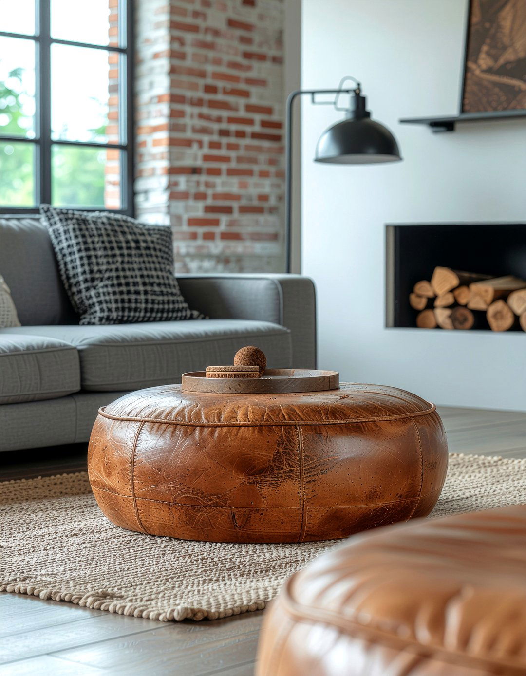 Round Leather Ottoman - 30 living room ottoman coffee tables