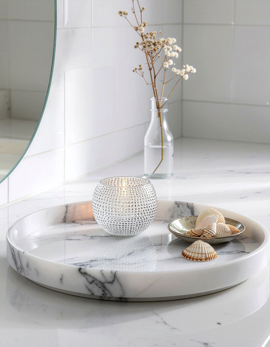 Round Marble Tray - 30 bathroom tray ideas