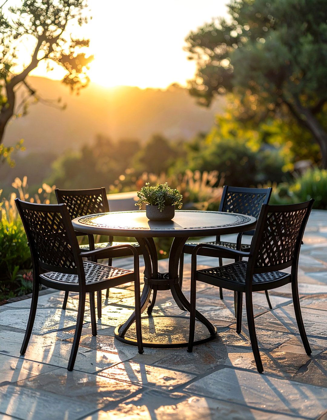Round Metal Patio Table - 30 outdoor dining furniture ideas