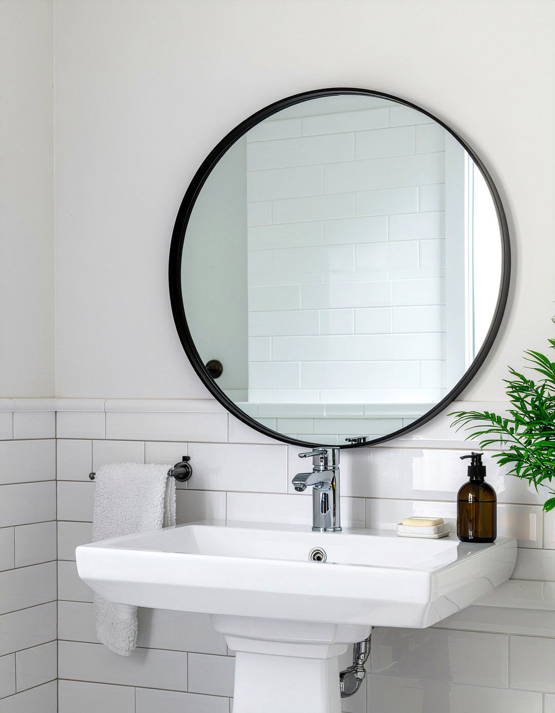 Round Mirror - 30 bathroom sink accent ideas