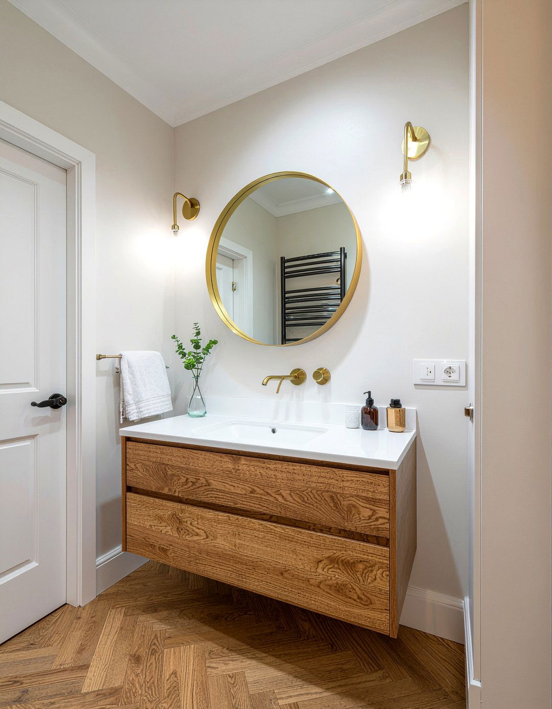 Round Mirror - 30 powder room ideas