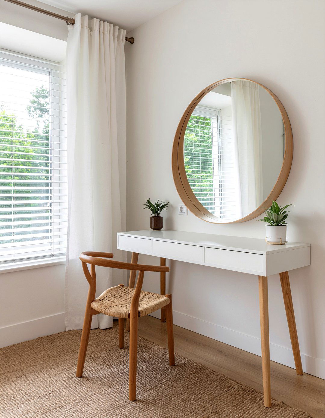 Round Mirror Vanity - 30 bedroom modern vanity designs