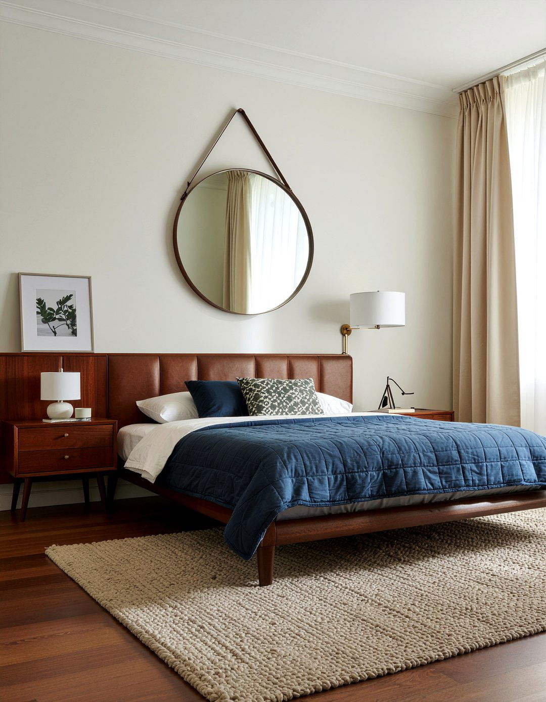 Round Mirror With Leather Hanging Strap - 30 bedroom round mirrors