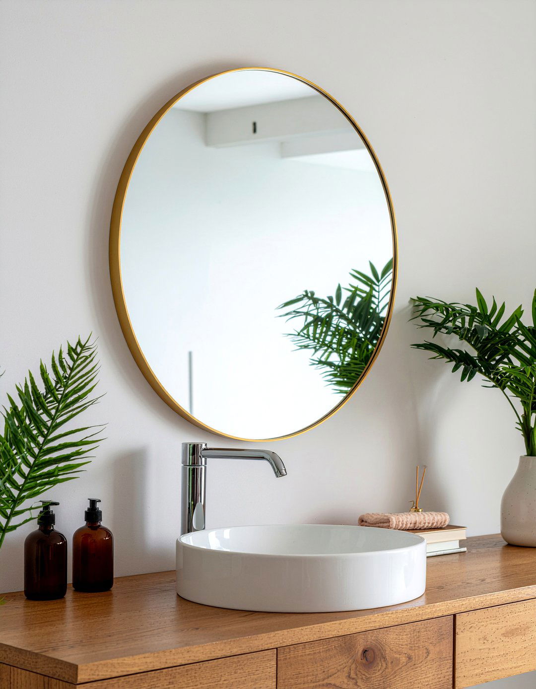 Round Mirror - 30 bathroom charm ideas