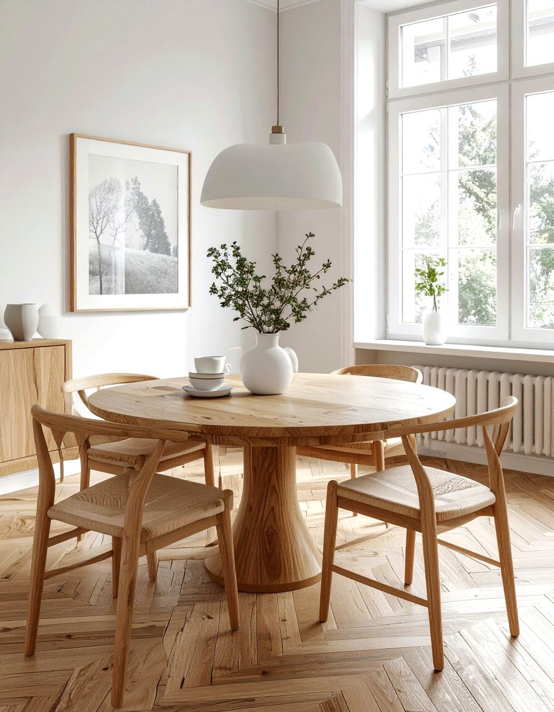 Round Oak Dining Table - 30 Scandinavian home decor ideas