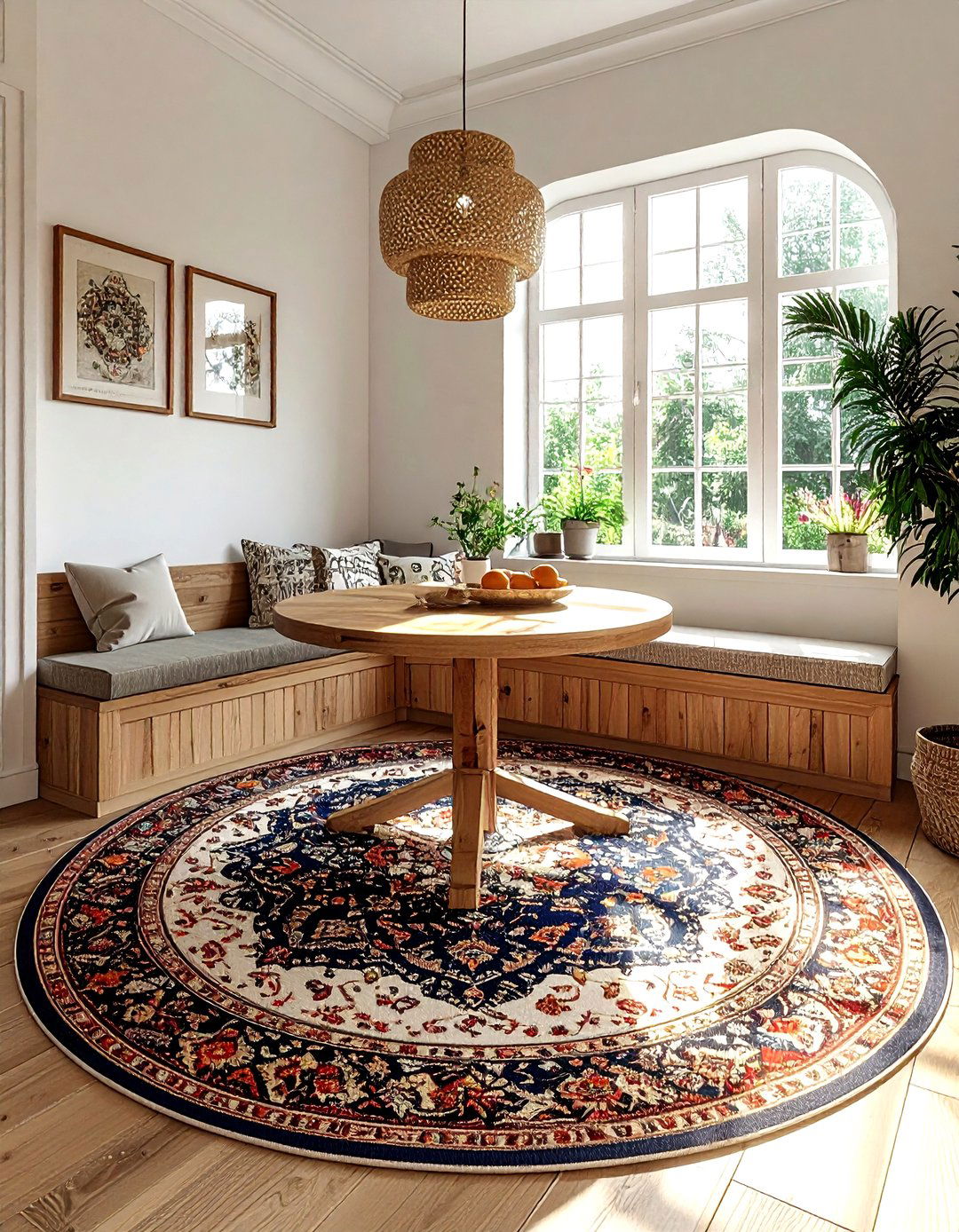 Round Oriental Rug Breakfast Nook - 30 oriental rug ideas