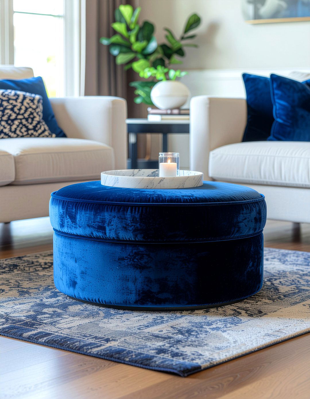 Round Ottoman - 30 living room elegant furniture ideas
