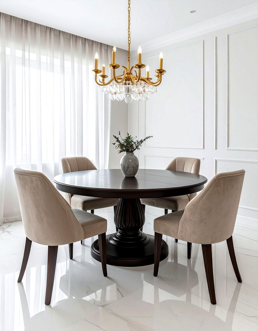 Round Pedestal Dining Table - 30 flexible dining room ideas
