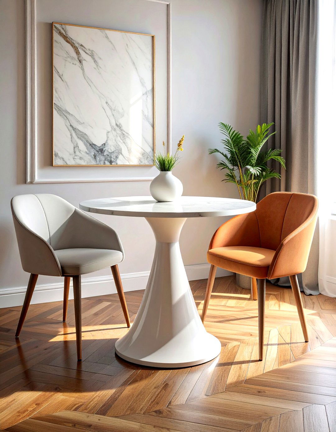 Round Pedestal Table - 30 small space dining ideas