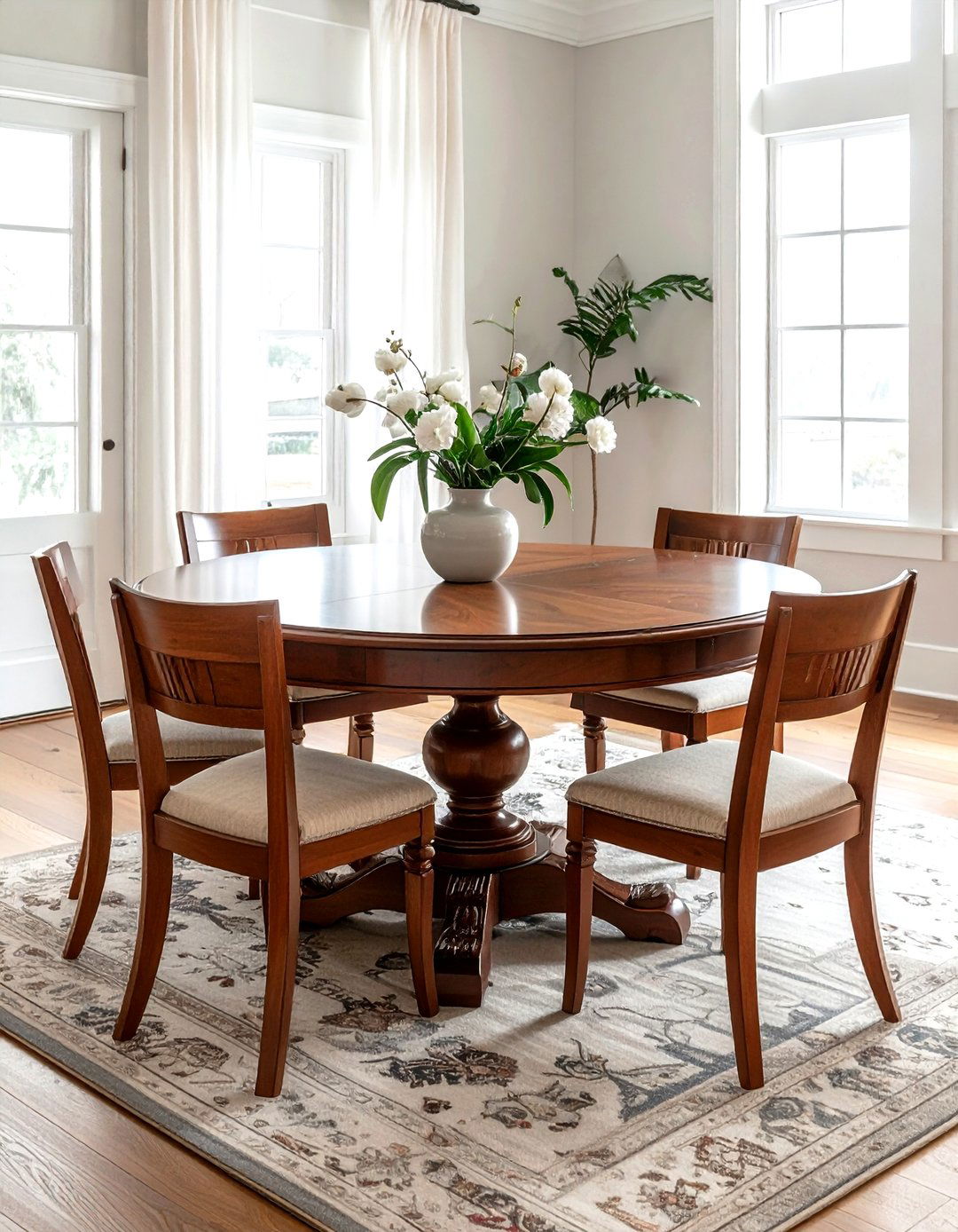 Round Pedestal Wood Table - 30 wood dining room ideas