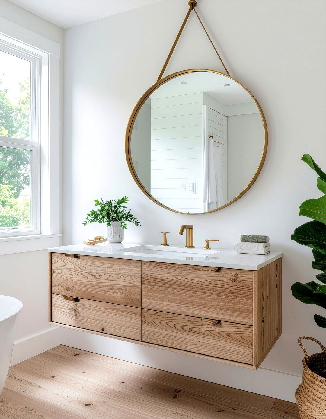Round Pivot Mirror - 30 bathroom finishing touch ideas