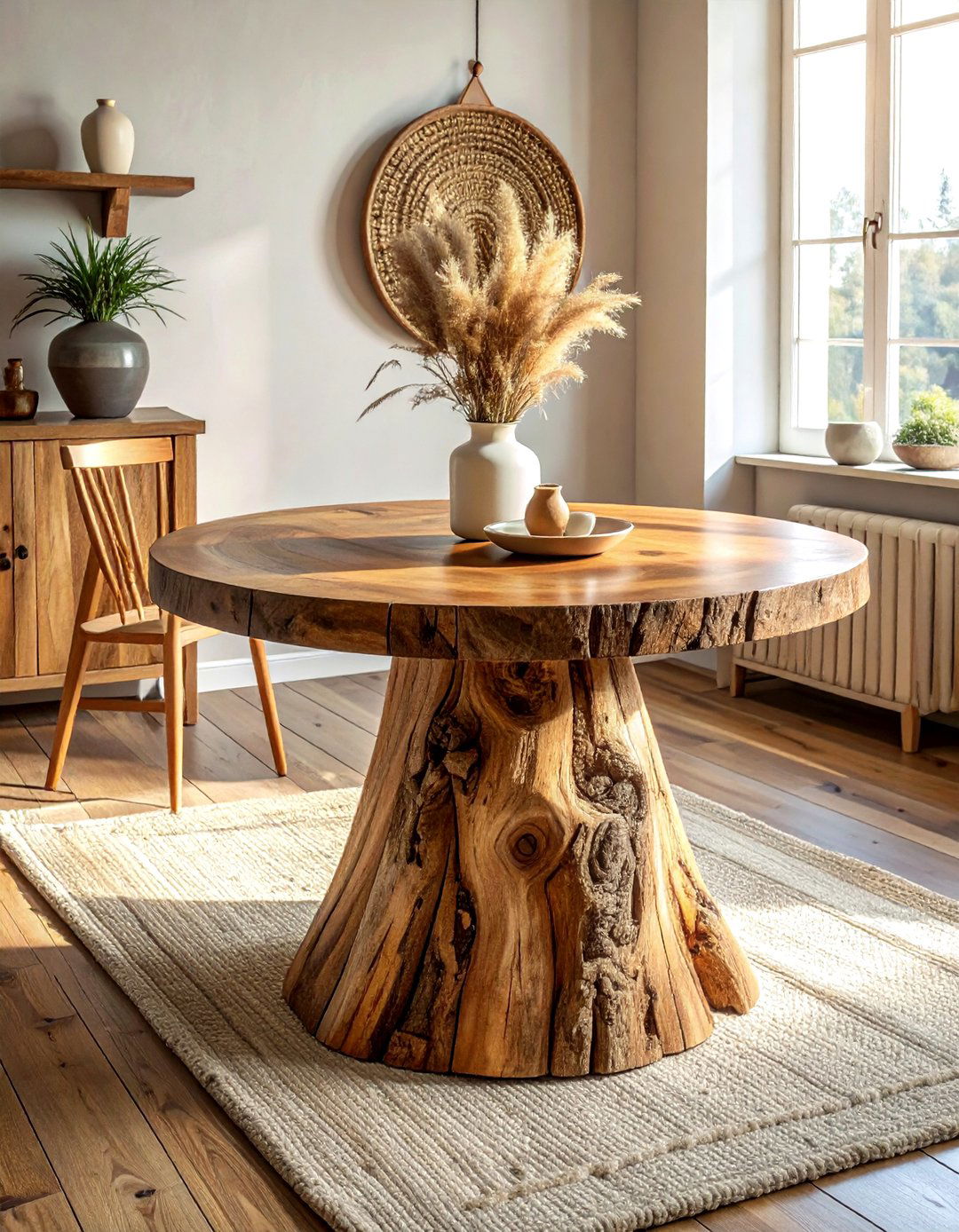 Round Reclaimed Wood Pedestal Table - 30 reclaimed wood dining table ideas