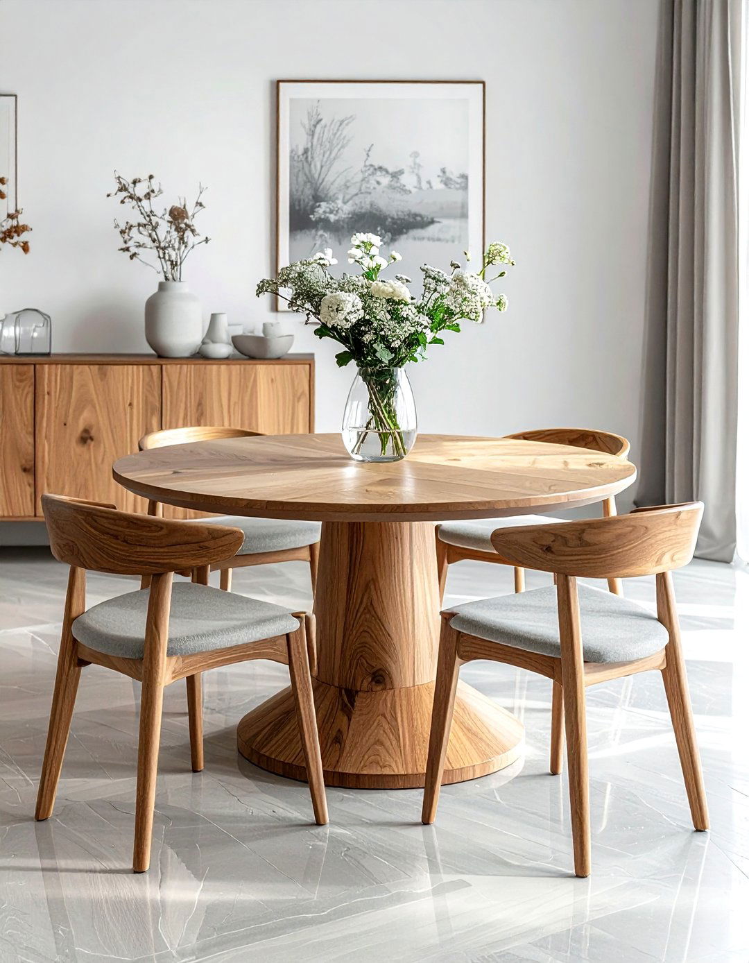 Round Scandinavian dining table - 30 Scandinavian dining room ideas