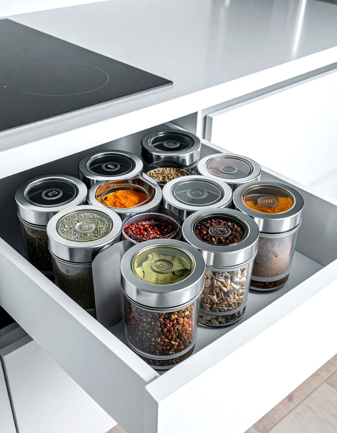 Round Spice Tins For Drawers - 30 spice drawer kitchen ideas