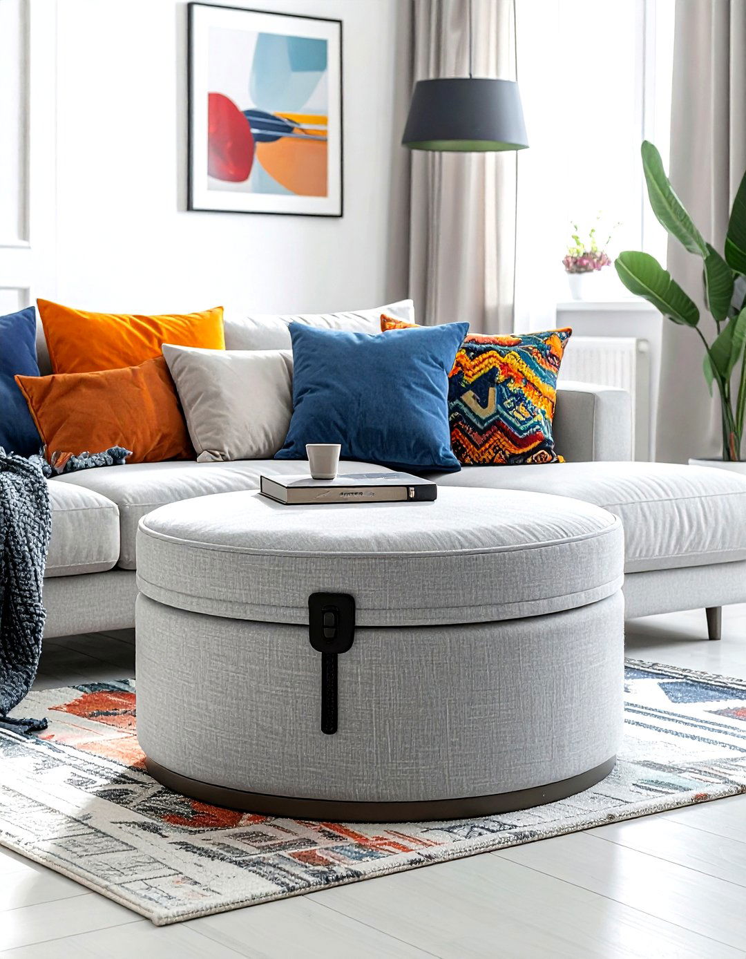 Round Storage Ottoman - 30 living room ottomans