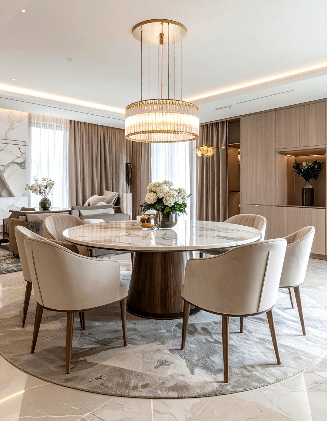 Round Table Dining Room - 30 model home dining room ideas