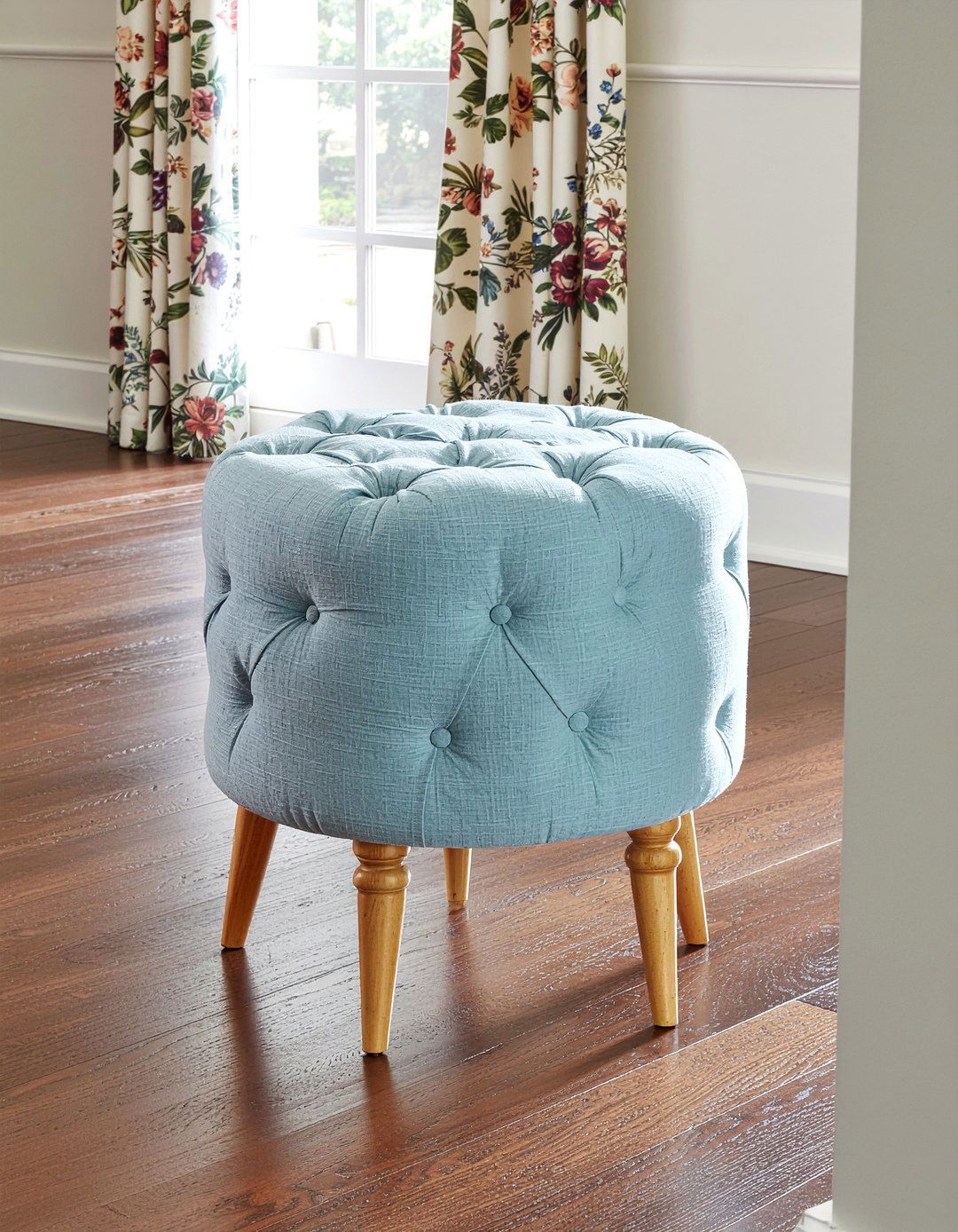 Round Tufted Storage Ottoman - 30 living room storage ottoman ideas