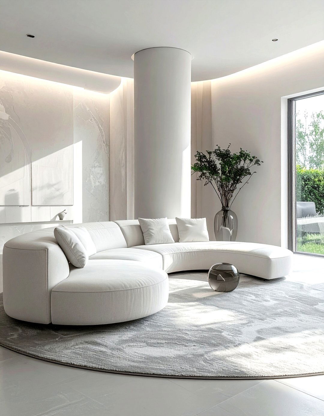 Round White Column - 30 living room pillar ideas
