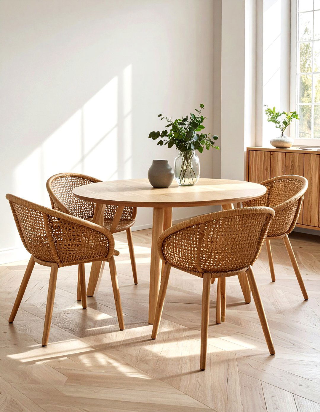 Round Wicker Dining Table - 30 wicker dining room ideas