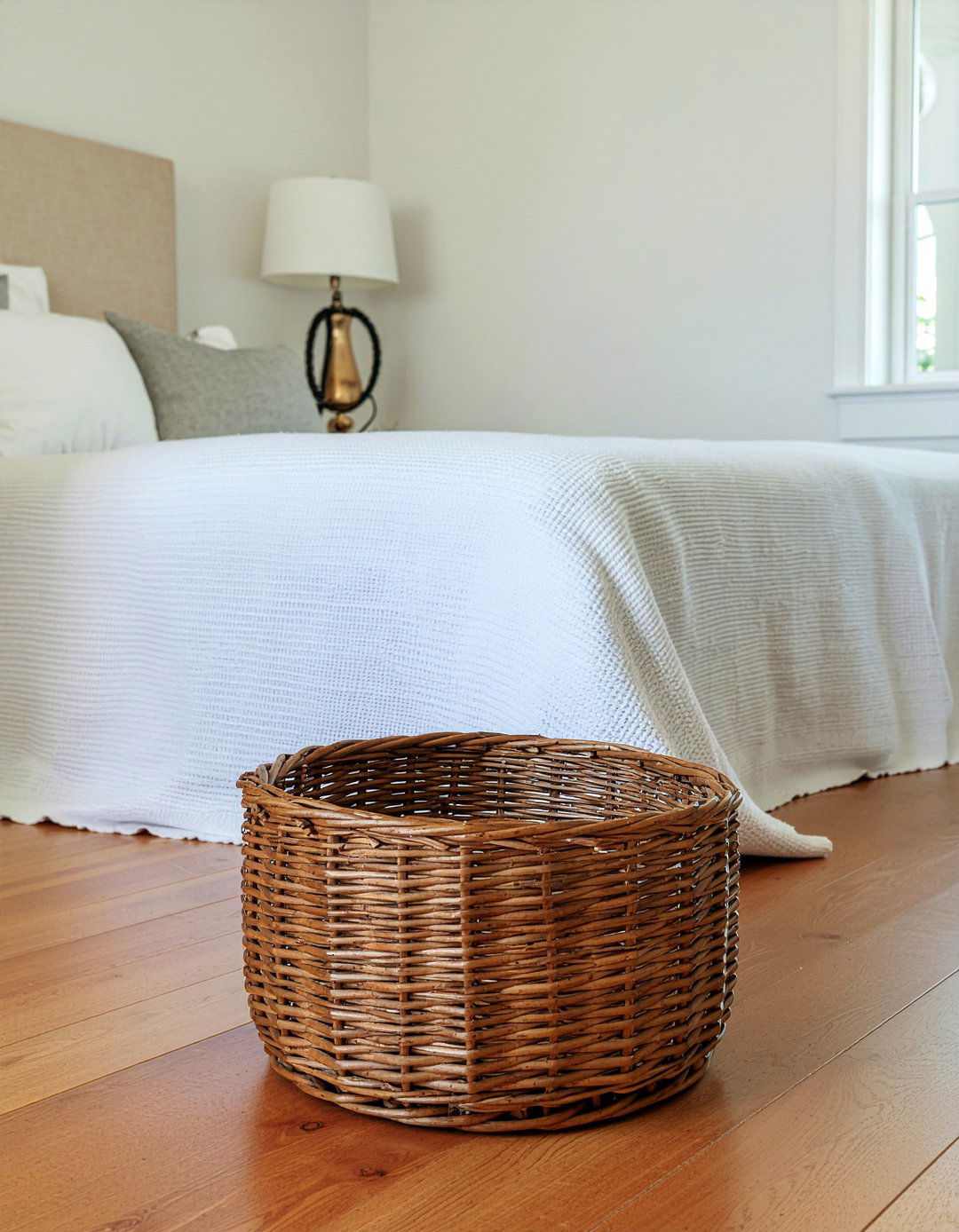 Round Wicker Floor Basket - 30 bedroom storage baskets