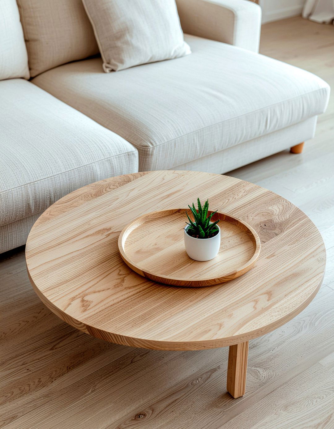 Round Wood Coffee Table - 30 living room minimalist furniture ideas