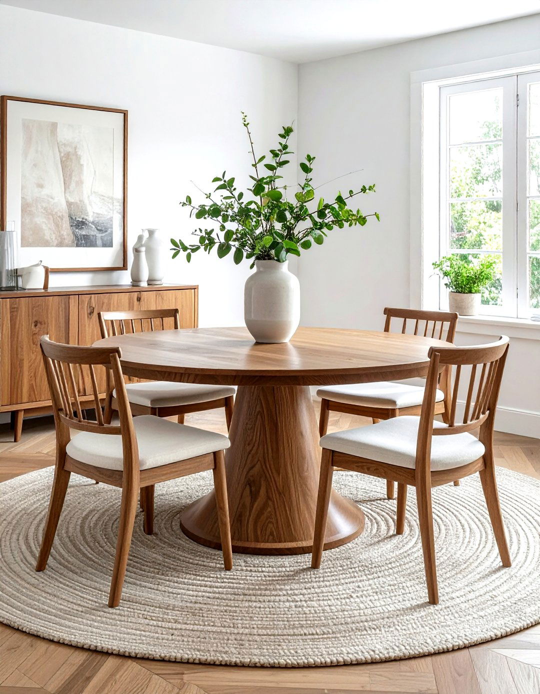 Round Wood Dining Table - 30 weeknight dinner dining room ideas
