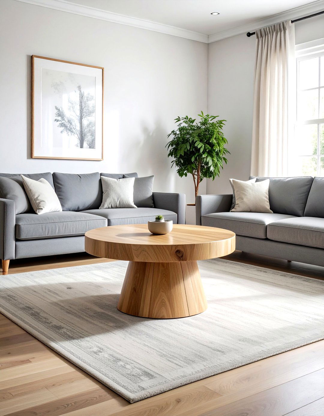 Round Wooden Coffee Table - 30 transitional home decor ideas