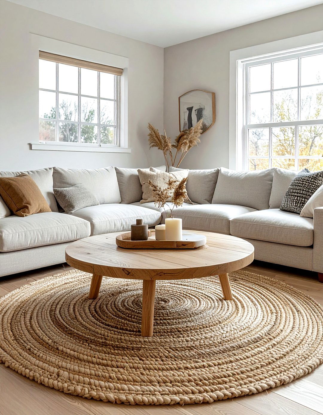 Round Wooden Coffee Table Living Room - 30 modern farmhouse decor ideas