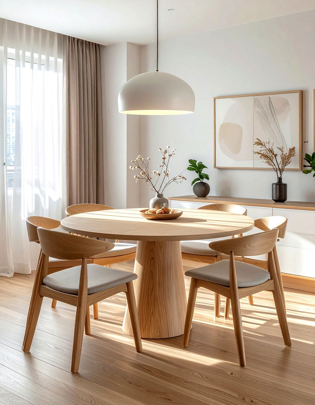 Round Wooden Dining Table - 30 Korean dining room ideas