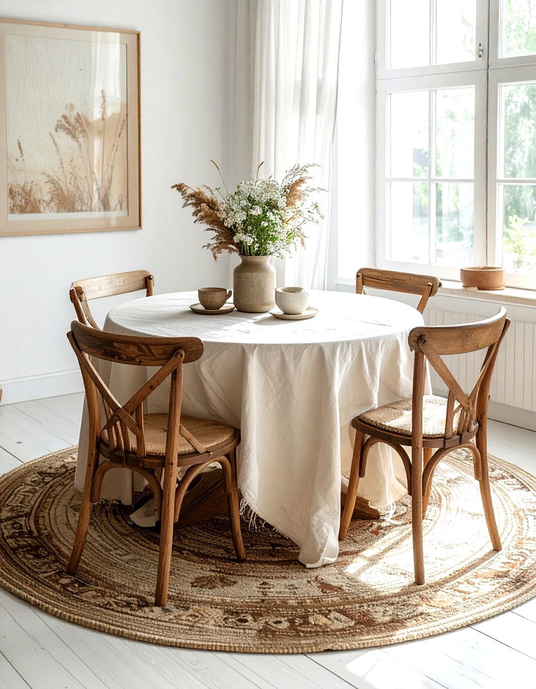 Round Wooden Table - 30 living room Bohemian furniture ideas