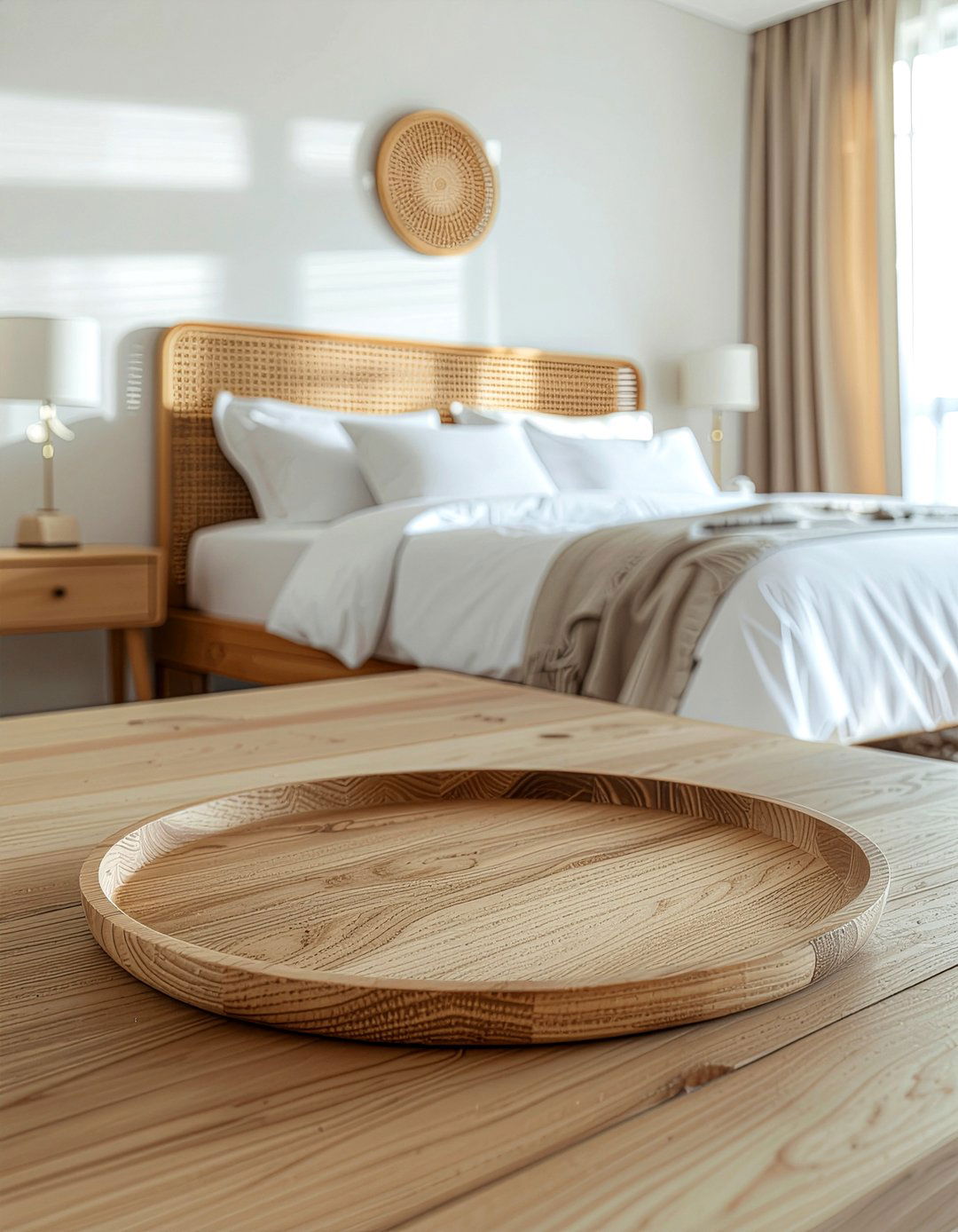 Round Wooden Tray - 30 bedroom catch all trays