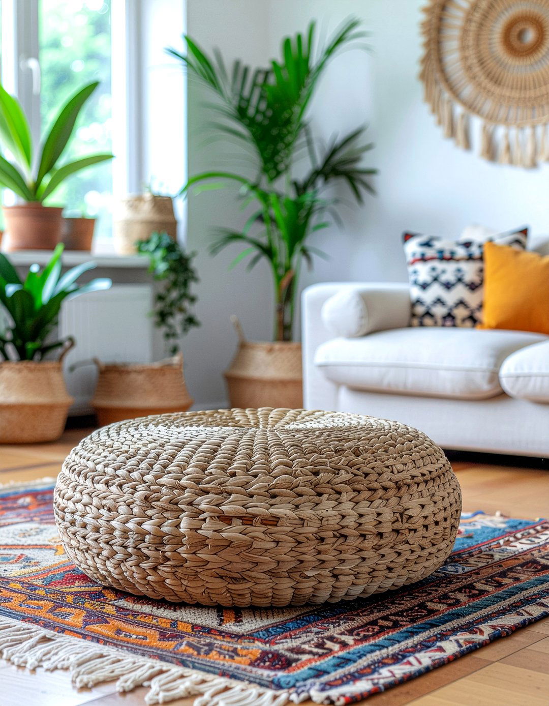 Round Woven Ottoman - 30 living room ottoman coffee tables