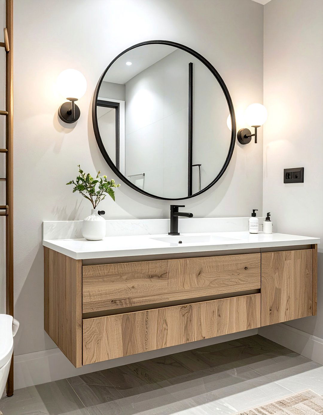 Round bathroom mirror - 30 bathroom update ideas