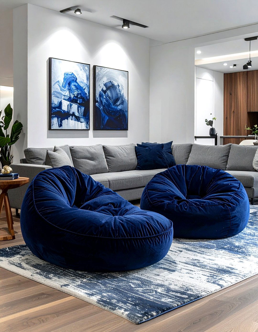 Round bean bag ottoman - 30 living room bean bag ideas