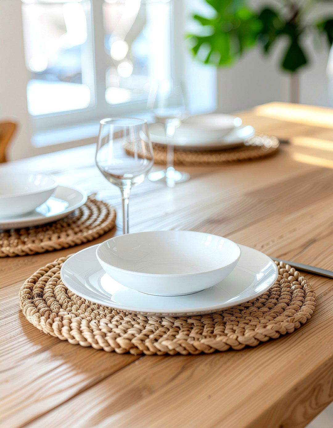 Round braided jute placemat - 30 placemat dining ideas