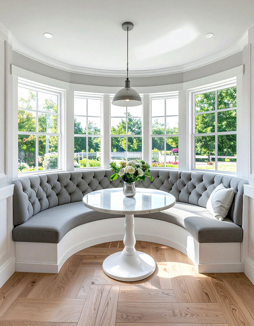 Round breakfast nook - 30 tufted banquette dining ideas