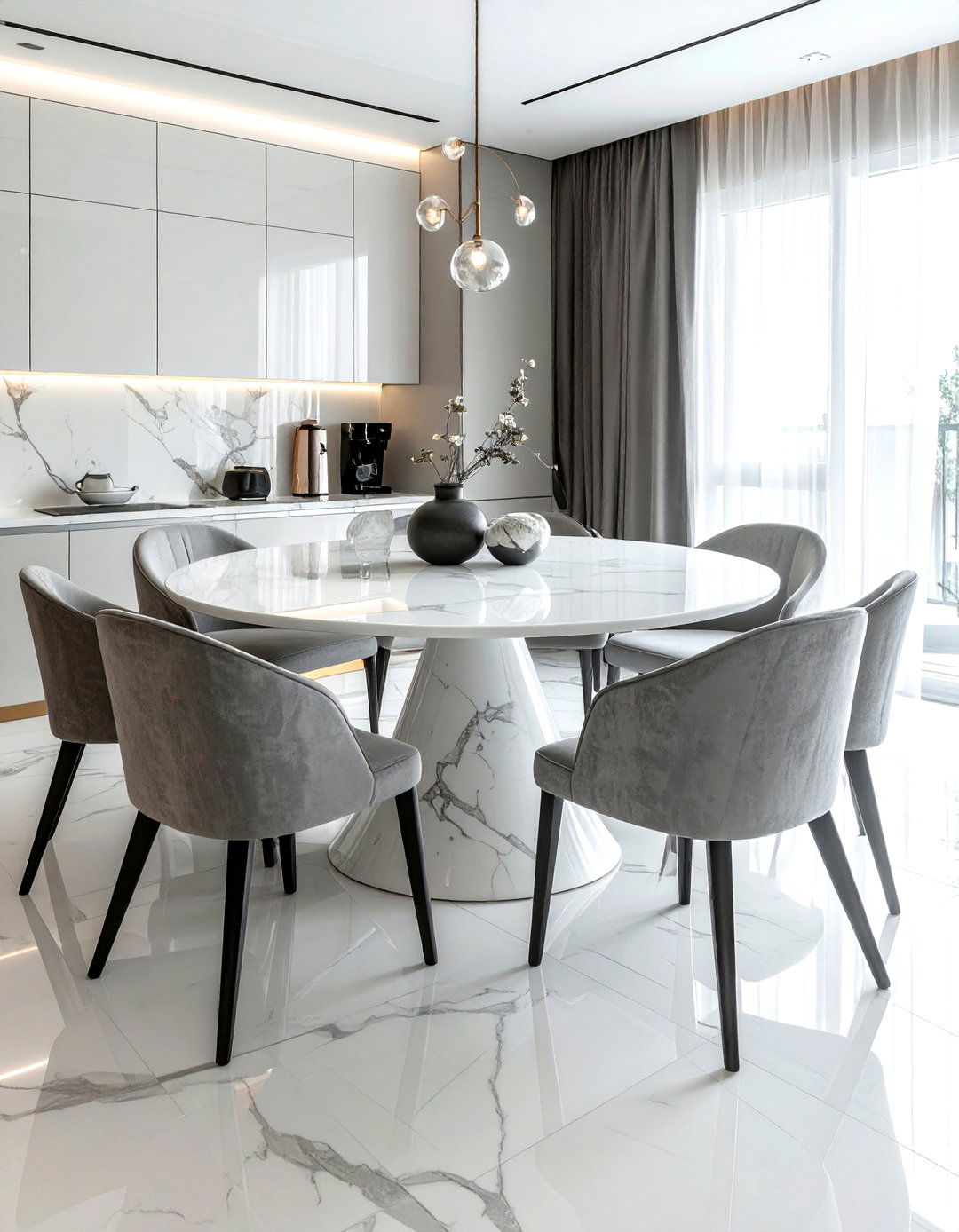 Round dining table - 30 chic decor ideas