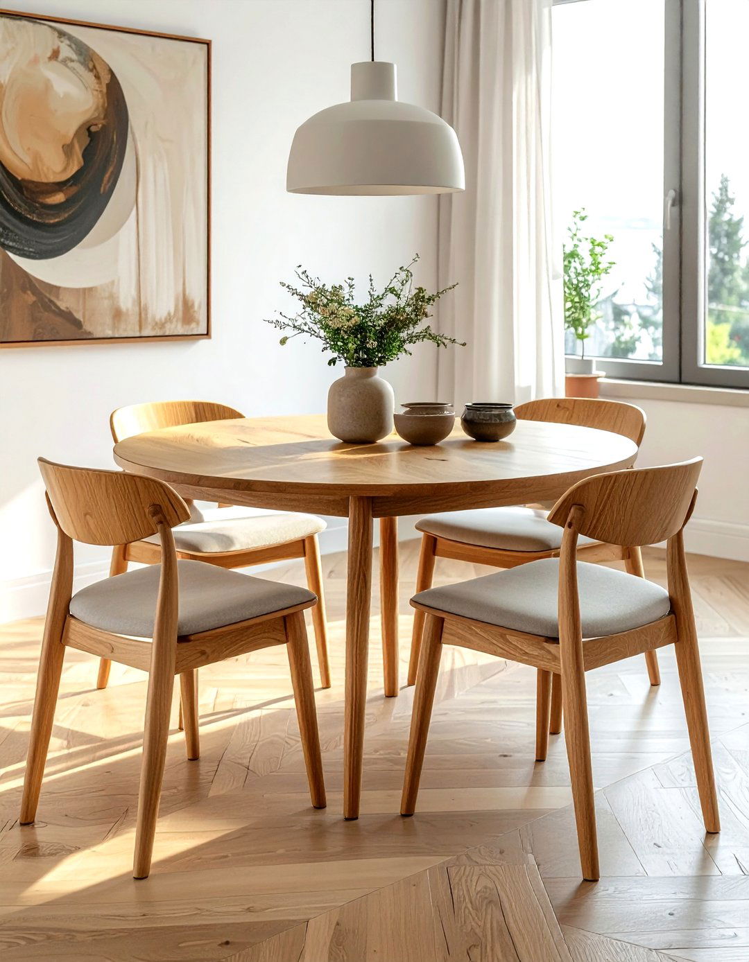Round dining table - 30 peaceful decor ideas