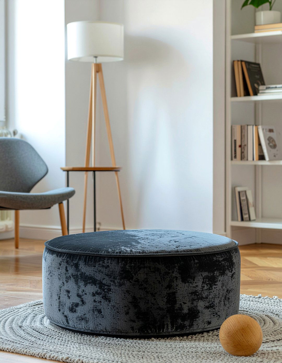 Round floor pouf - 30 bedroom poufs