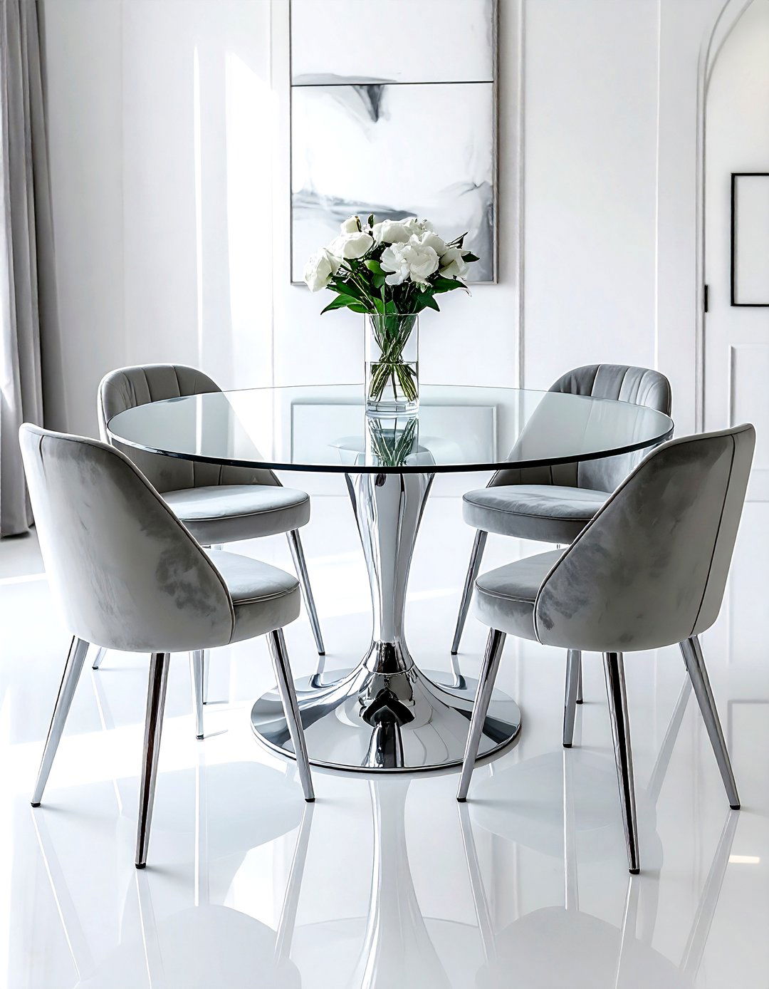 Round glass dining table - 30 glass dining table ideas