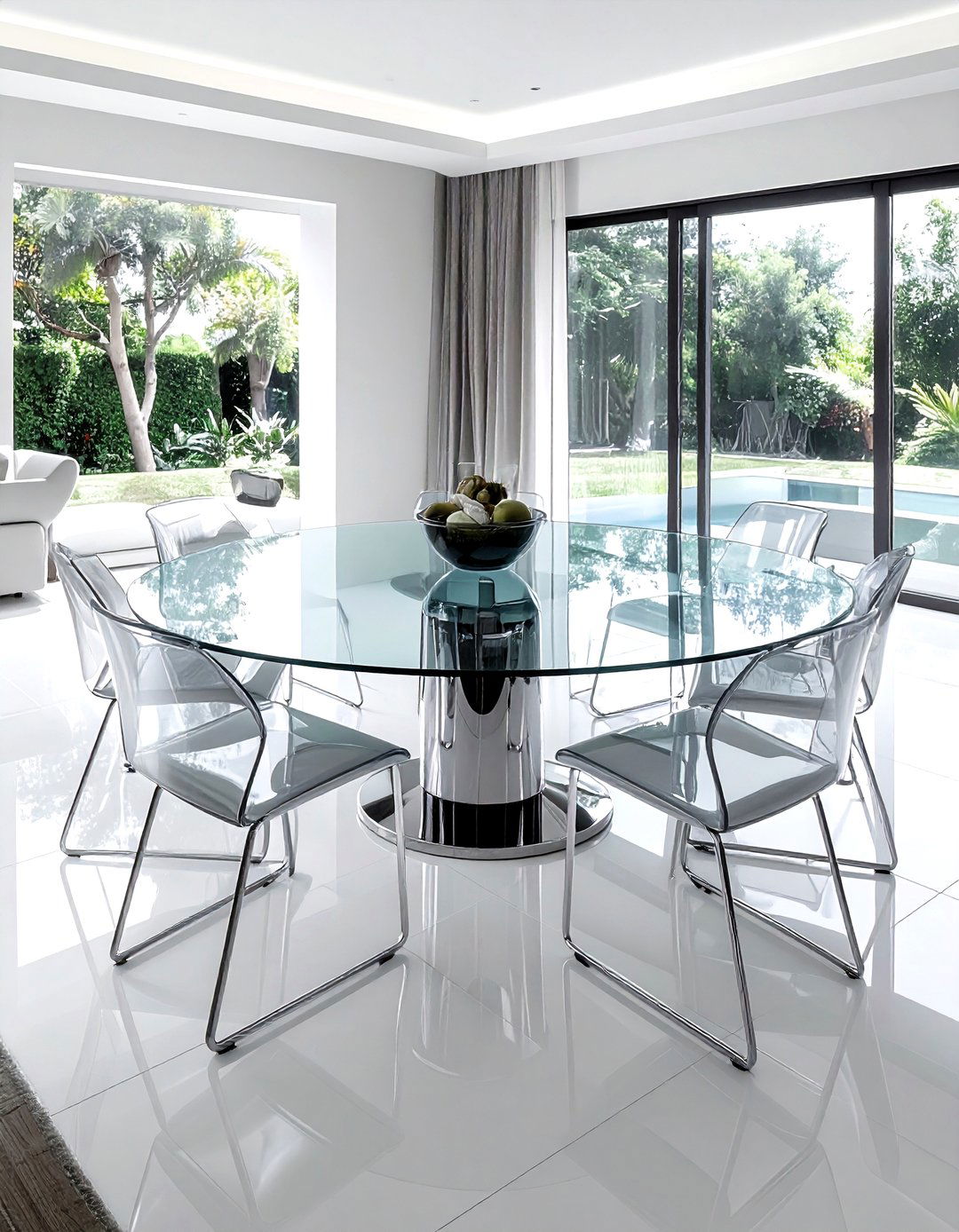 Round glass dining table modern - 30 round dining room ideas